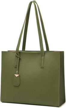 Große PU-Leder-Schultertasche mit elegantem Tragegriff in A-grün