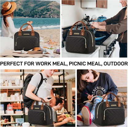 Isolierte Lunchtasche Gold Schwarz Auslaufsicher Frühstückstasche