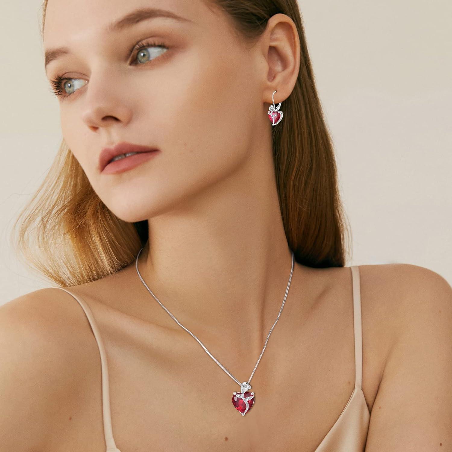 Herz Kette Damen 925 Sterling Silber Geburtsstein Anhänger