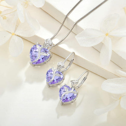 Sterling Silber Kette mit Geburtsstein Alexandrit & Rosenblüte