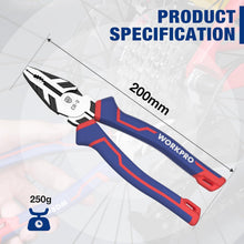 WORKPRO Kombizange 200mm Multifunktions Universalzange Cr-V