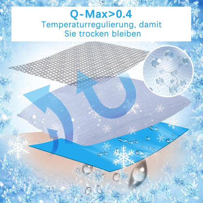 Kühlender Kissenbezug 40x80 2er Set Hellblau Q-Max>0.4 Doppelseitige Kühlfaser
