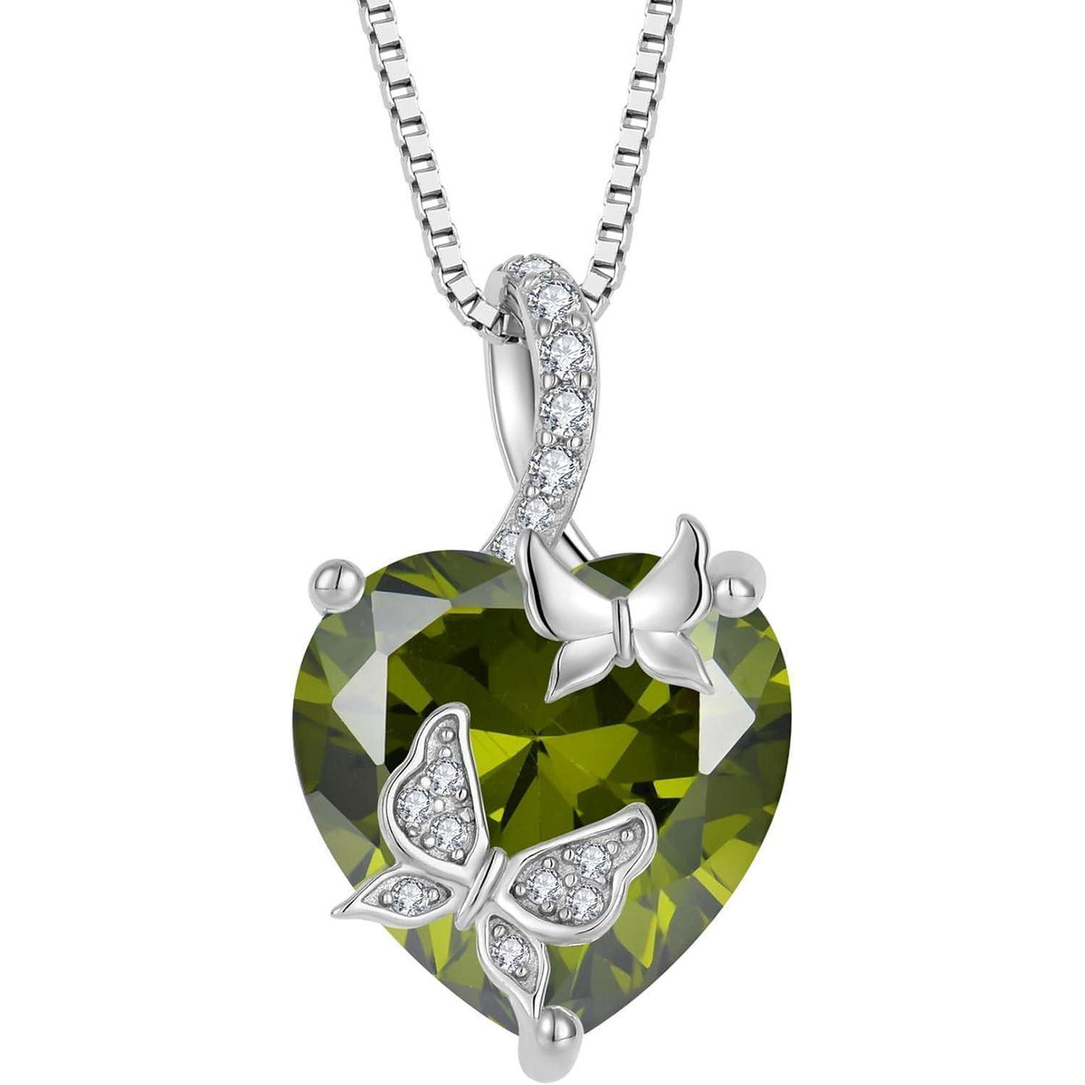 Schmetterling Halskette Damen 925 Sterling Silber mit Peridot Geburtsstein