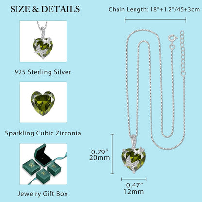 Schmetterling Halskette Damen 925 Sterling Silber mit Peridot Geburtsstein