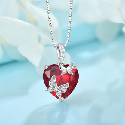 Schmetterling Halskette Damen 925 Sterling Silber mit Rubin Geburtsstein