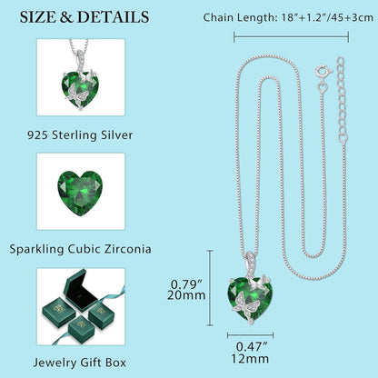 Schmetterling Halskette Damen 925 Sterling Silber mit Smaragd Geburtsstein