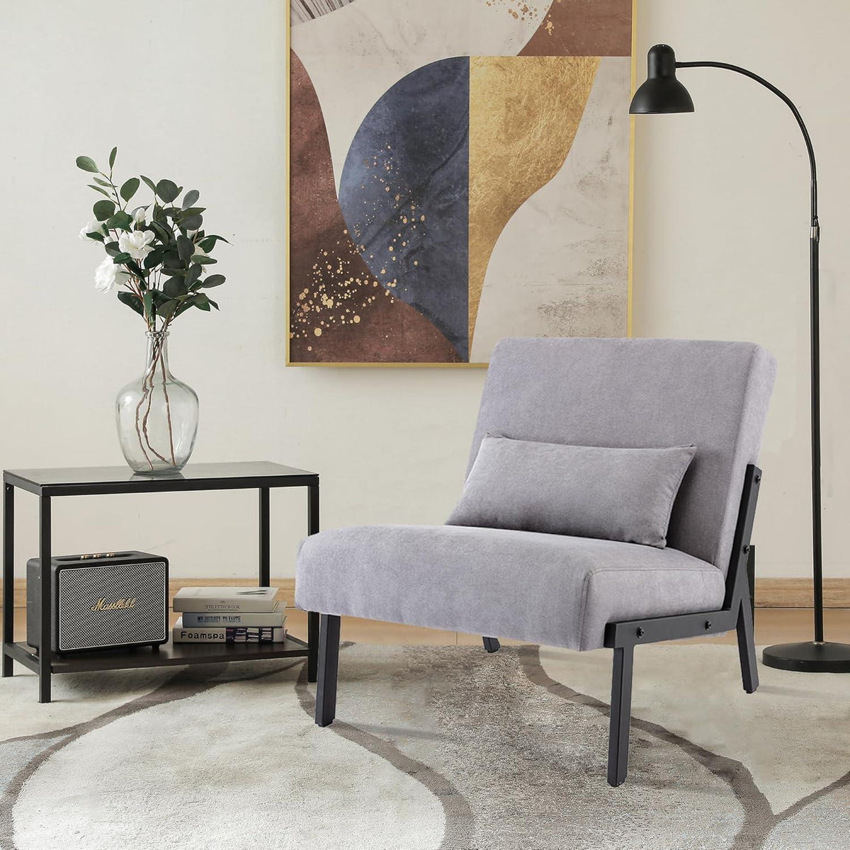 Moderner Lounge Sessel Grau – Bequemer Relax Sessel mit Kissen