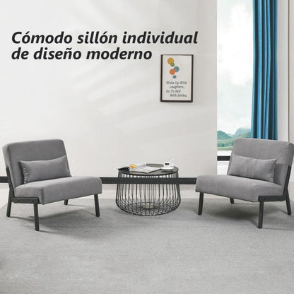 Moderner Lounge Sessel Grau – Bequemer Relax Sessel mit Kissen