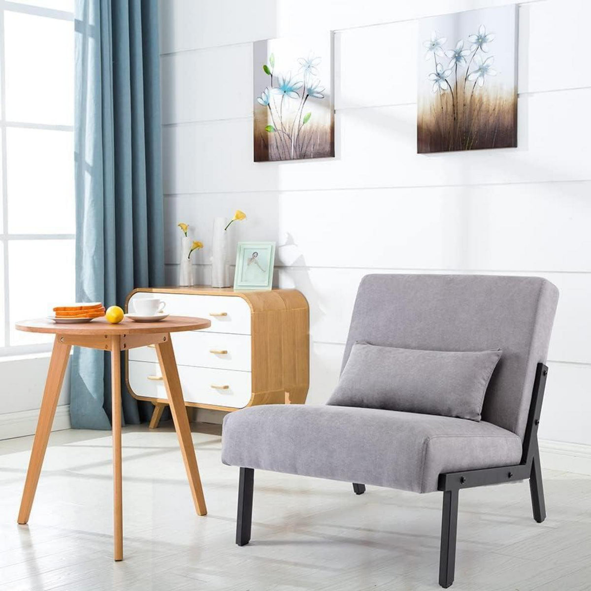 Moderner Lounge Sessel Grau – Bequemer Relax Sessel mit Kissen