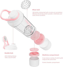 Shaker Proteinshake mit Pulverfach und Kugel 620ML-Rosa