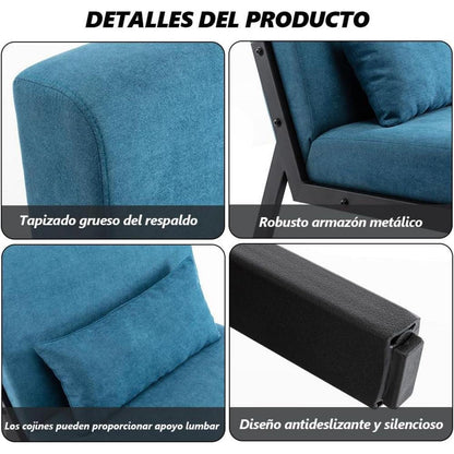 Moderner Lounge Sessel Dunkelblau – Bequemer Relax Sessel mit Kissen