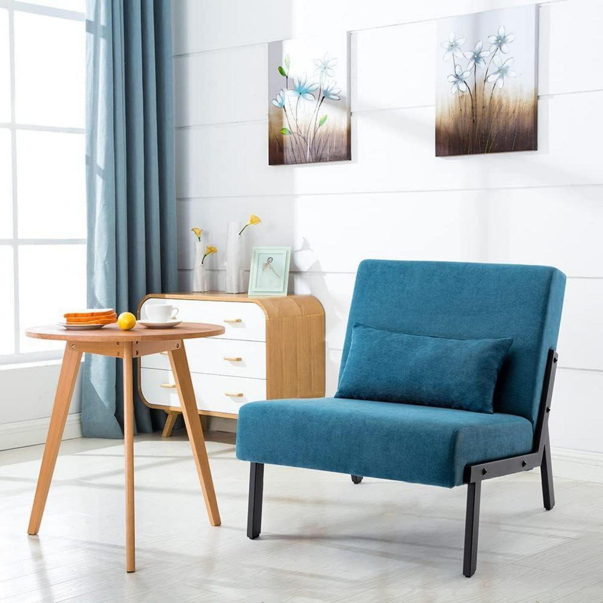 Moderner Lounge Sessel Dunkelblau – Bequemer Relax Sessel mit Kissen
