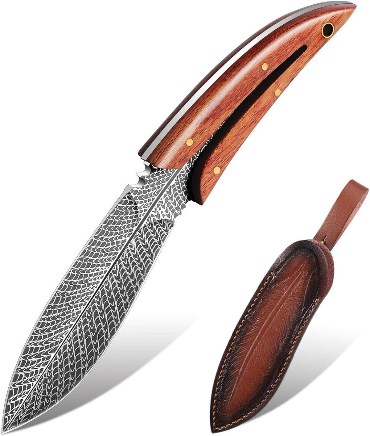 Outdoor Survival Messer mit Lederscheide Full Tang Klinge Bushcraft