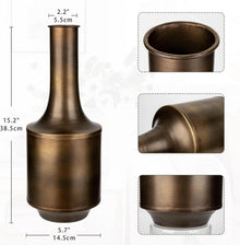 Vintage Metall Blumenvase Bronze Groß - Rustikale Tischvase