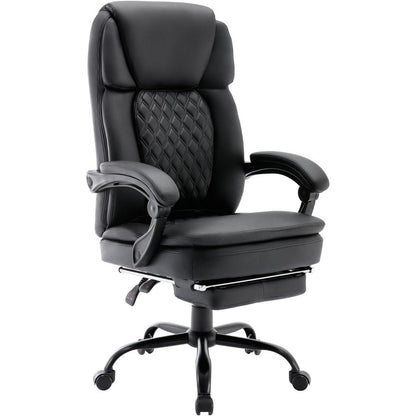 Ergonomischer Chefsessel Bürostuhl PU Leder Fußstütze Schwarz
