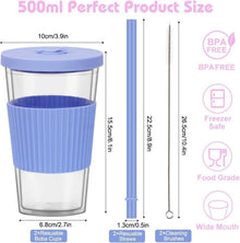 Bubble Tea Becher 500ml mit Deckel und Strohhalm, 2er Set