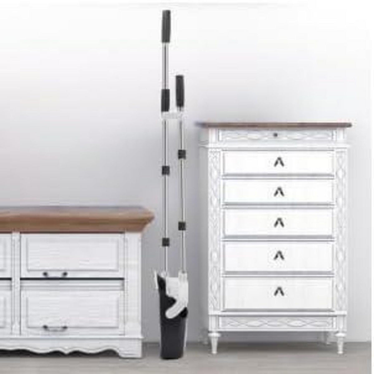 Besen Kehrschaufel Set Kehrmaschine 137cm lang abnehmbar klappbar Schwarz