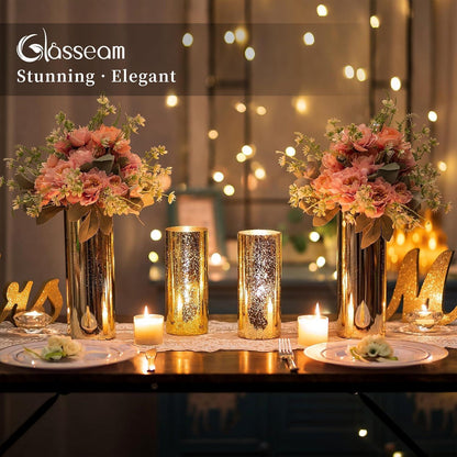 Goldene Zylindervasen Set 6tlg. Mercury Glas Vase Deko Wohnzimmer