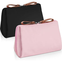 Kosmetiktasche mit Trennwand, 2er Set, Mini Reise Kulturbeutel, Schwarz & Rosa