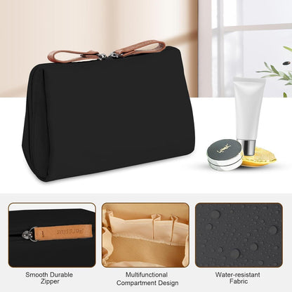 Kosmetiktasche mit Trennwand, 2er Set, Mini Reise Kulturbeutel, Schwarz & Rosa