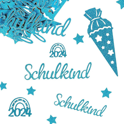Schulkind Konfetti Glitzer Blau Einschulung 2024 Streudeko 50 Stück