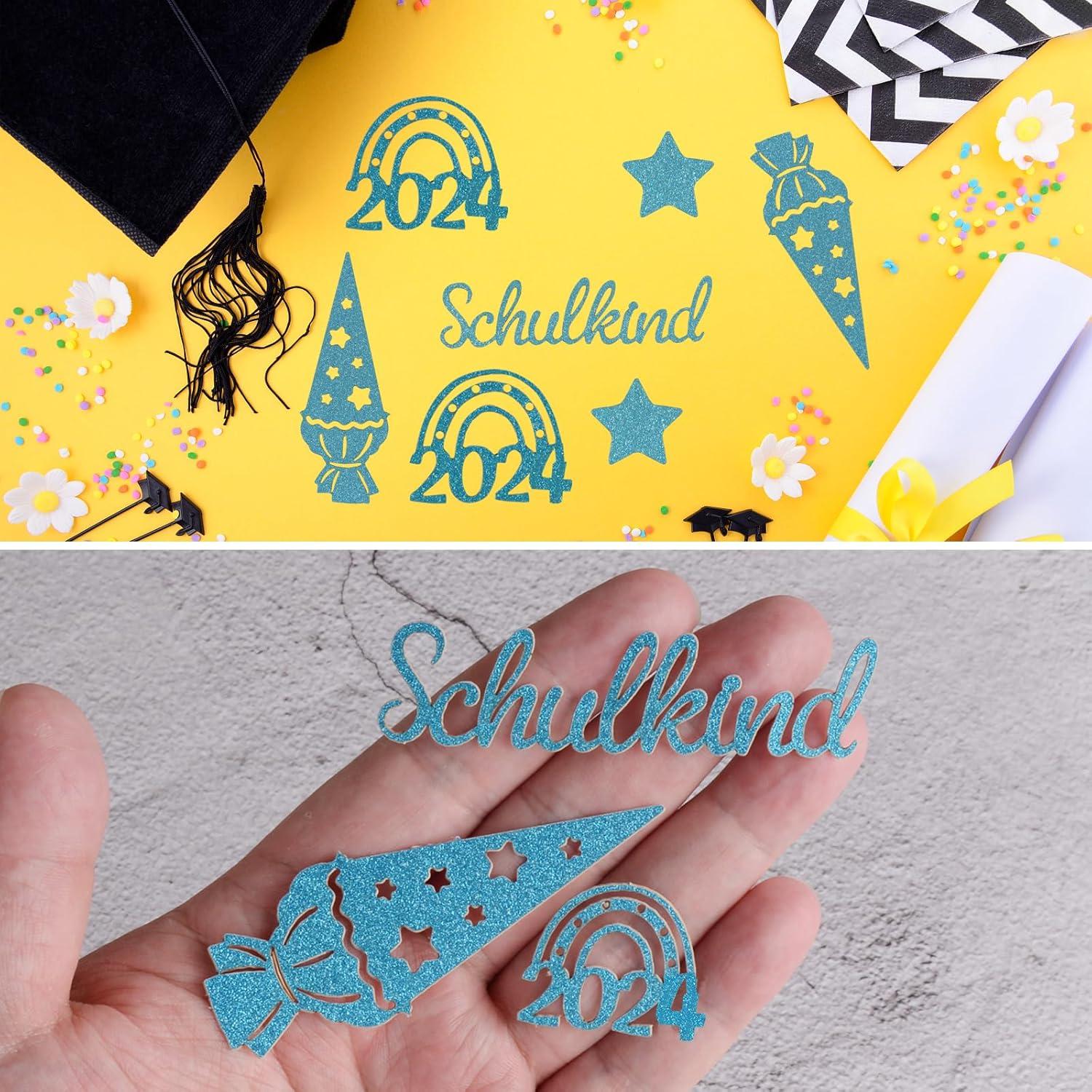 50 Stück Schulkind Konfetti Glitzer Blau Einschulung 2024 Streudeko Schultüte Tischdekoration Kinderfeier