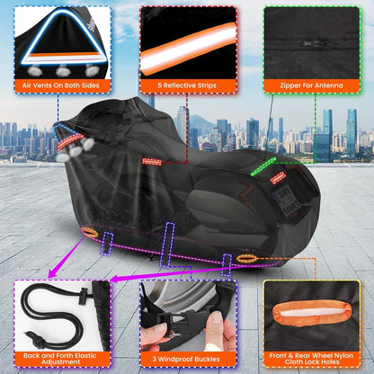 Motorrad Plane Abdeckung Wasserdicht 420D Premium Harley Davidson Touring UV Staub Schutz Deluxe Edition Schwarz 274x111x142CM