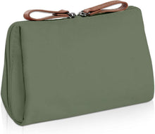 Mini Kosmetiktasche mit Trennwand, Doppelreißverschluss - Grün