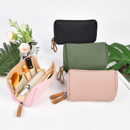 Kosmetiktasche mit 5 Fächern und Doppelreißverschluss Grün