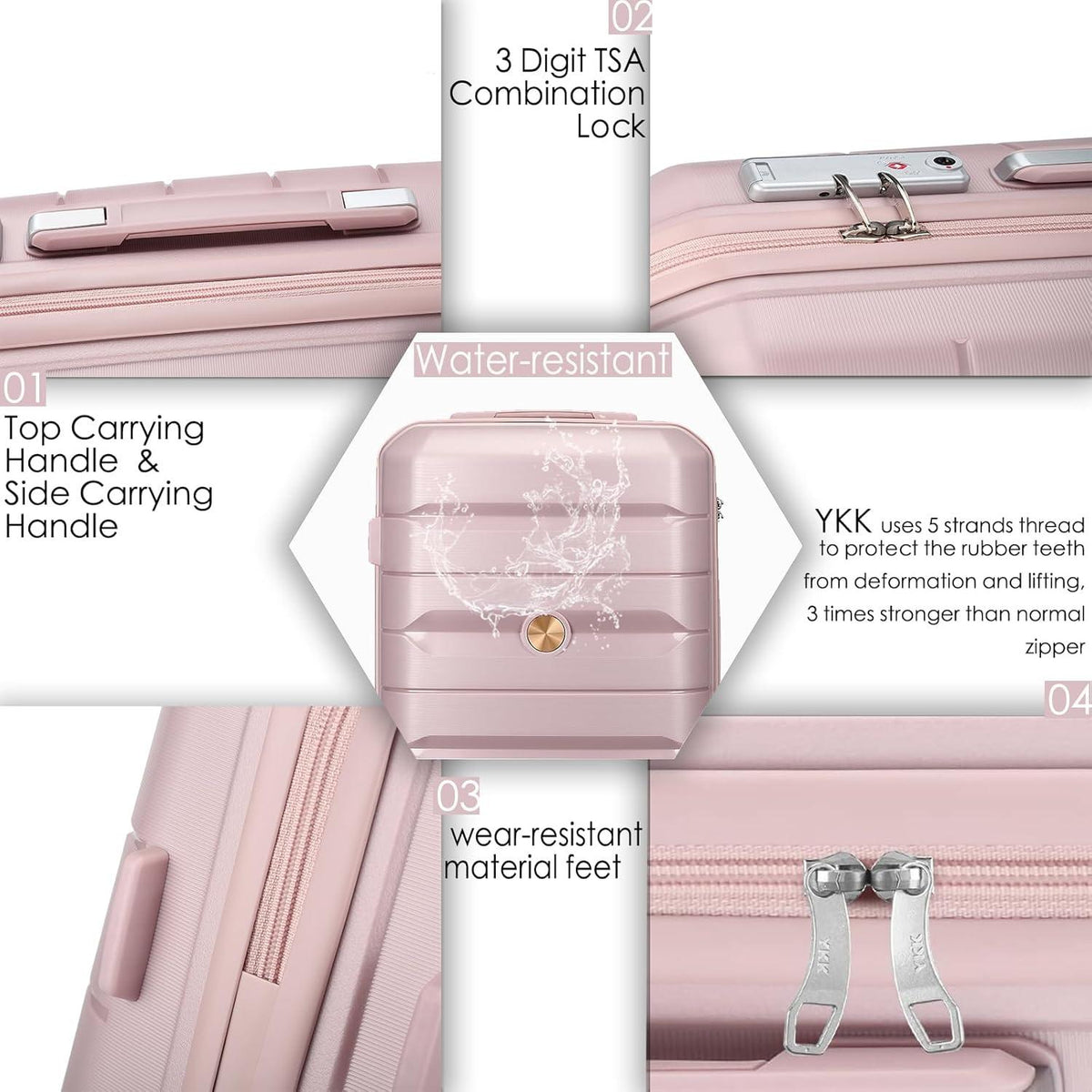 Kofferset 4tlg Handgepäck Trolley Hartschalen Beautycase TSA Schloss