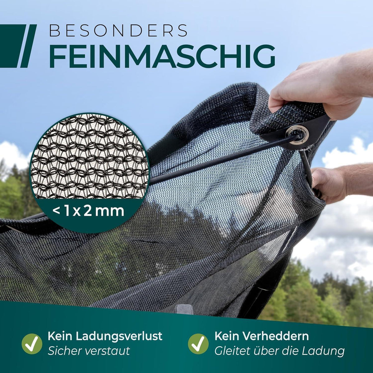 Feinmaschiges Anhängernetz 3x5m mit Gummizug – Ladungssicherung