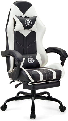 Ergonomischer Gaming Bürostuhl Weiß mit Fußstütze