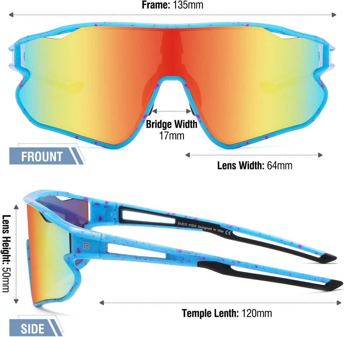 DUCO Kinder Sonnenbrille Baseball Sport Radfahren UV400