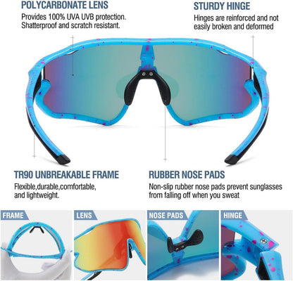 Sportliche UV400 Sonnenbrille für Kinder DK268 Blau Revo Orange Gläser