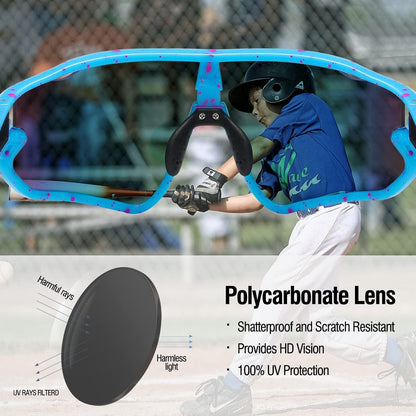 Kinder Sonnenbrille Baseball TR90 Rahmen UV400 Sportbrille Blau