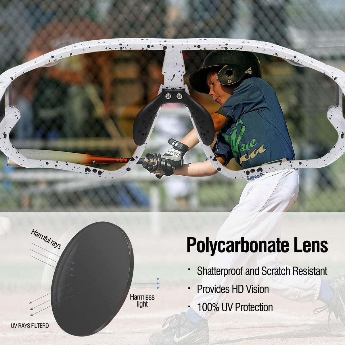 DUCO Kinder Sonnenbrille Jugend Baseball TR90 UV400 Sport Radfahren Sonnenbrille