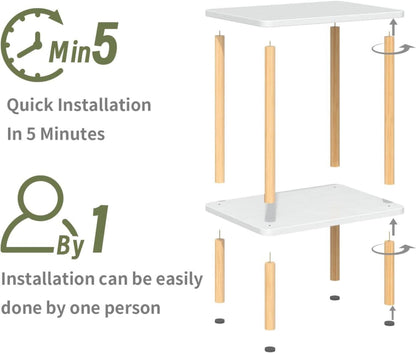 Beistelltisch Holz 2 Tier Nachttisch Schmal Stauraum 40x30x52cm