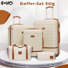 COOLIFE Koffer Set 5tlg Weiß/Braun ABS Hartschale