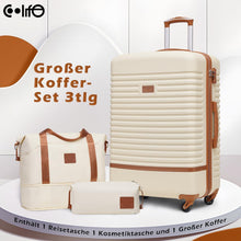 COOLIFE Kofferset ABS Hartschale 3-teilig Weiß/Braun