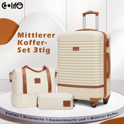 COOLIFE Mittlerer Koffer-Set 3tlg ABS Hartschalen Trolley 4