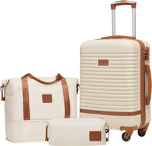 ABS Hartschalen Trolley Set 3tlg TSA-Schloss Weiß/Braun