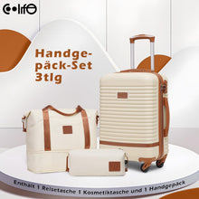 COOLIFE ABS Hartschalen Koffer Set Weiß/Braun 3tlg