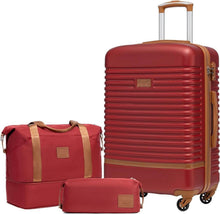 Hartschalen Koffer Set 3-teilig TSA-Schloss und Rollen - Rot/Braun