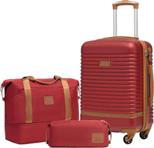 COOLIFE ABS Hartschalen Trolley Koffer Set Rot/Braun 3tlg