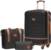 Koffer-Set ABS Hartschale 4 Rollen TSA-Schloss 3tlg Schwarz/Braun