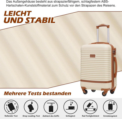 COOLIFE Koffer Trolley Set 3tlg ABS Hartschalen Schwarz/Braun