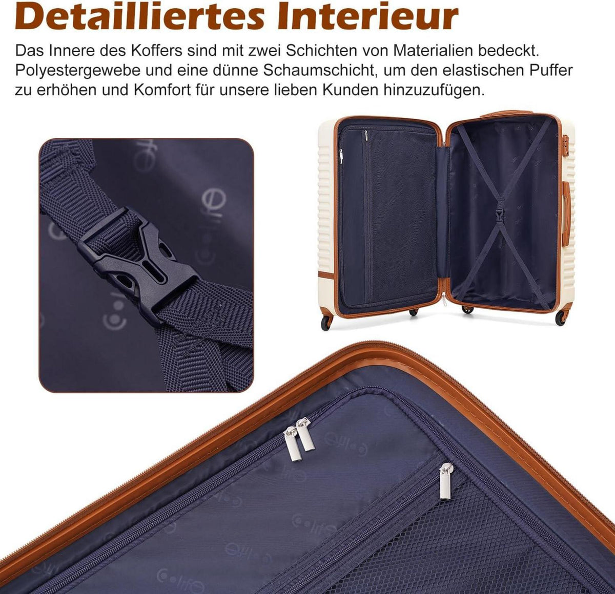 Koffer Set ABS Hartschalen Trolley 4 Rollen TSA-Schloss