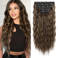 Clip-In Haarverlängerung lange lockere Wellen dunkelbraun