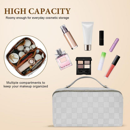 Aucuu Kosmetiktasche PU Leder Große Kapazität Wasserdicht Tragbar Makeup Organizer