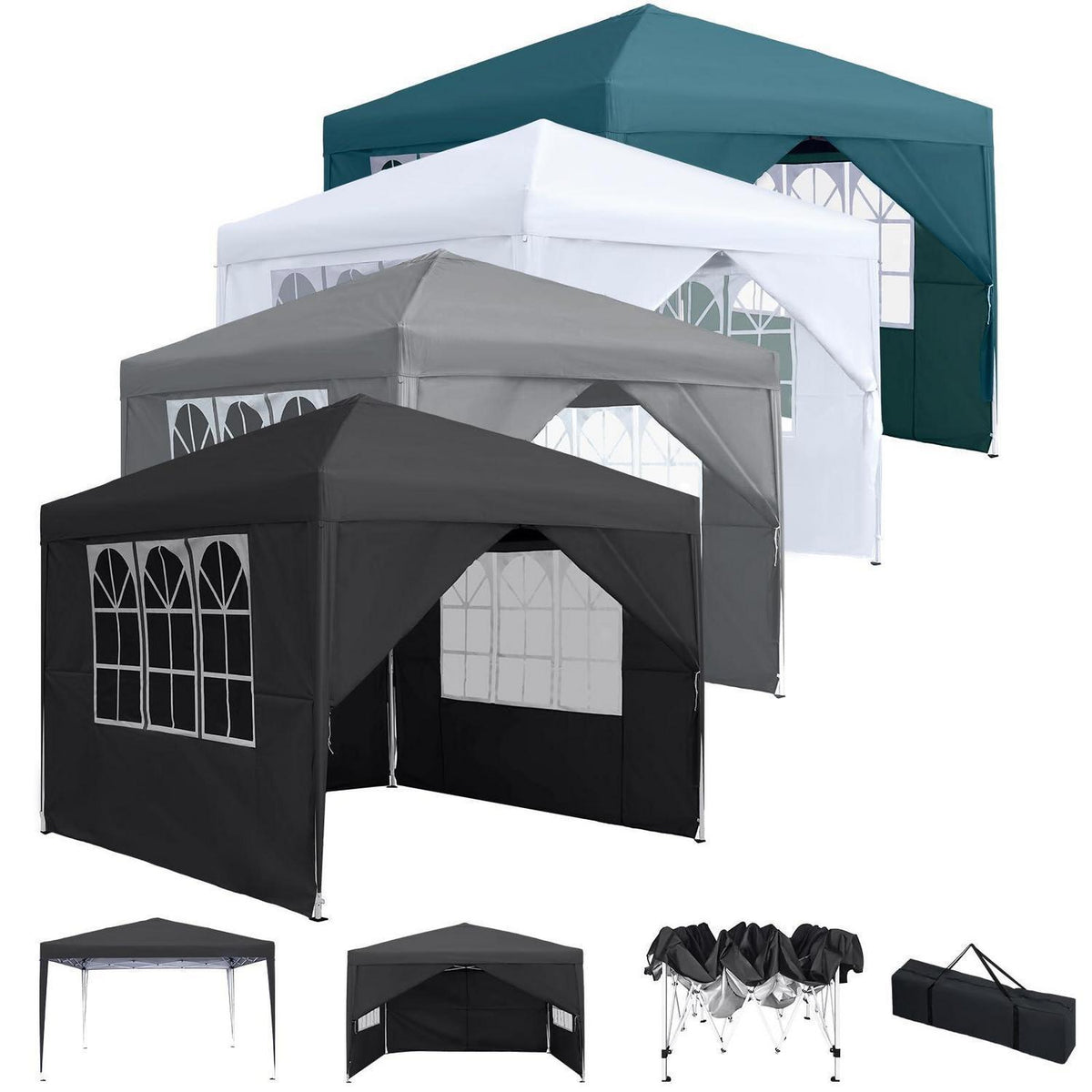 Faltpavillon 3x3m mit Seitenteilen – Garten & Partyzelt